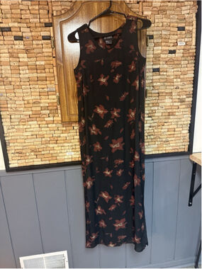 Vintage 111 State Silk Floral Shift Maxi Dress With Side Slits XS Whimsigoth